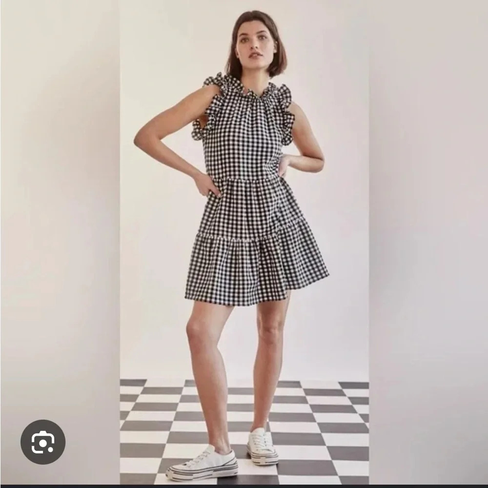 MAEVE LIDA GINGHAM RUFFLE SLEEVE DRESS